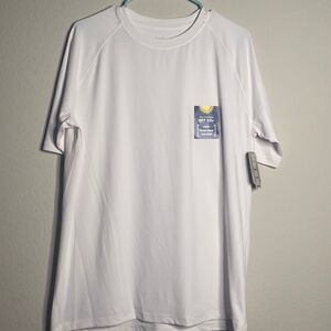 NWT Men’s White Short Sleeve Rash Guard UPF 50  Size Medium Swim Swimwear Pool